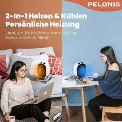 Pelonis 🔥 Heizlüfter, Energiesparend Klein 2000W Elektrische Heizung 2 Heizstufen & Gebläse-Modus, Kippschutz & Überhitzungsschutz Für Büro Wohnzimmer Schlafzimmer - Weiß -Kaufland Verkäufe e077e7f7864406e9d71f97f1f7f49add