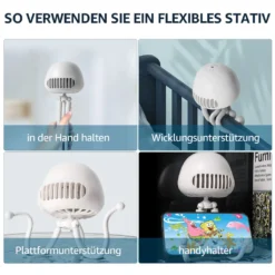 CMYBABEE Kinderwagen Ventilator, Tragbarer Blattloser Ventilator, 3-Gang-Optionen, Wiederaufladbarer, USB Ventilator, Für Kinderwagen, Schreibtisch, Zelt Und Reise, Handheld Ventilator-Weiß -Kaufland Verkäufe e0a79b72f9cec44c48fa9516d421dd05