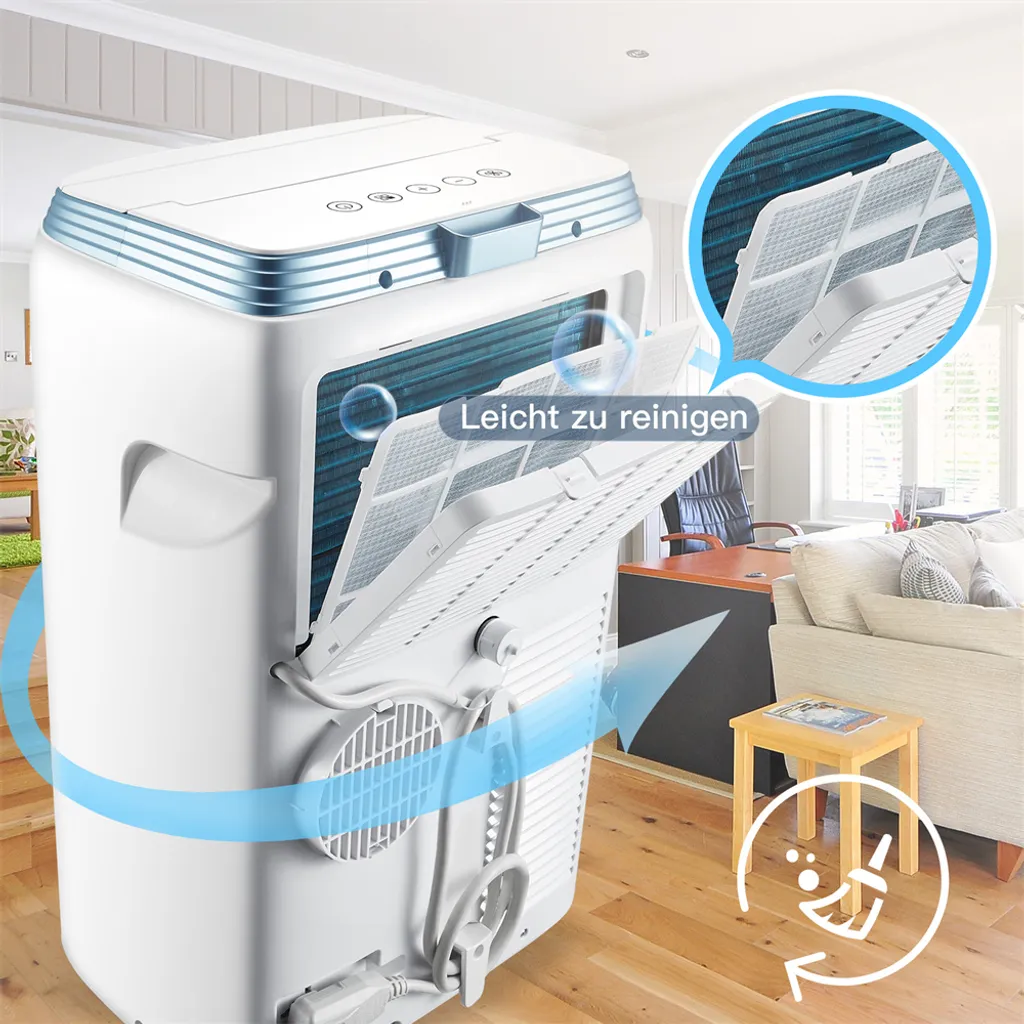 Mobiles Klimagerät Mit Schlafmodus Und Timerfunktion, Kühlgebläse, Mit Fernbedienung, Manuelle Steuerung, 3-in-1-Funktion (Kühlen, Entfeuchten, Lüften), Mit Abluftrohr, Umweltschutz Und Energieeinsparung, Energieeffizienzklasse A, R290PS 9000 BTU, Unterseite Der Maschine Mit Rädern, Leicht Zu Bewegen, Geeignet Für Zuhause, Büro 5 Mobiles Klimagerät Mit Schlafmodus Und Timerfunktion, Kühlgebläse, Mit Fernbedienung, Manuelle Steuerung, 3-in-1-Funktion (Kühlen, Entfeuchten, Lüften), Mit Abluftrohr, Umweltschutz Und Energieeinsparung, Energieeffizienzklasse A, R290PS 9000 BTU, Unterseite Der Maschine Mit Rädern, Leicht Zu Bewegen, Geeignet Für Zuhause, Büro – Bild 3