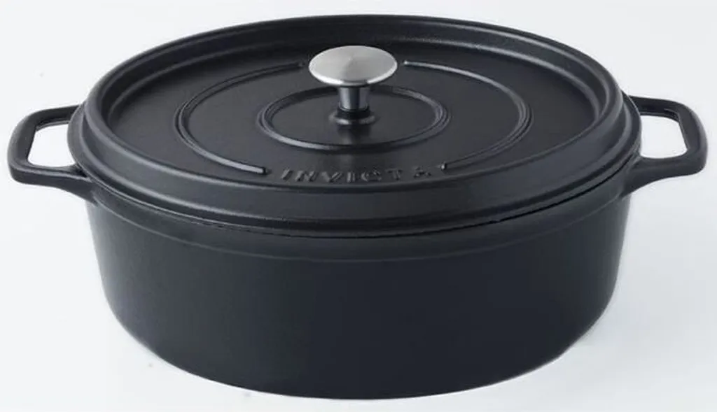 Invicta Schmortopf Oval ? 35 Cm ? Schwarz ? Gusseisen Emailliert ? Für 3 Invicta Schmortopf Oval ? 35 Cm ? Schwarz ? Gusseisen Emailliert ? Für