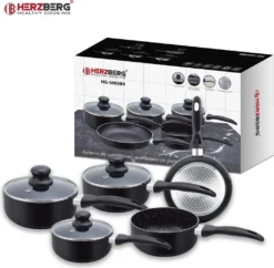 Herzberg HG-5003BK: 8-Teiliges Marmor-Kochgeschirr-Set - Schwarz -Kaufland Verkäufe e1b5ecd0f0eb75d937b874d523c72284