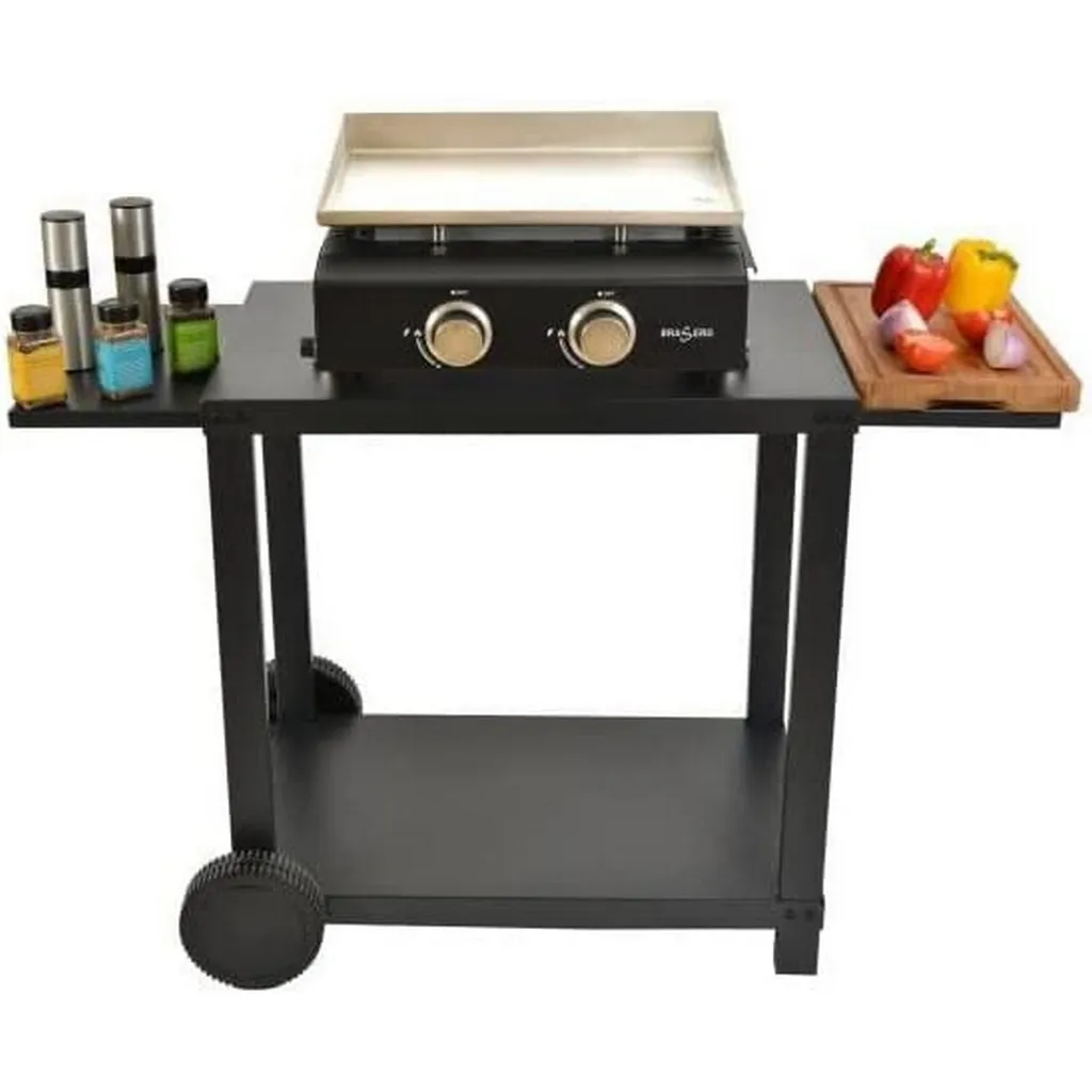 COOKINGBOX Rollwagen Für Plancha Mit Klappbaren Regalen - Stahl - Schwarz 9 COOKINGBOX Rollwagen Für Plancha Mit Klappbaren Regalen - Stahl - Schwarz – Bild 7
