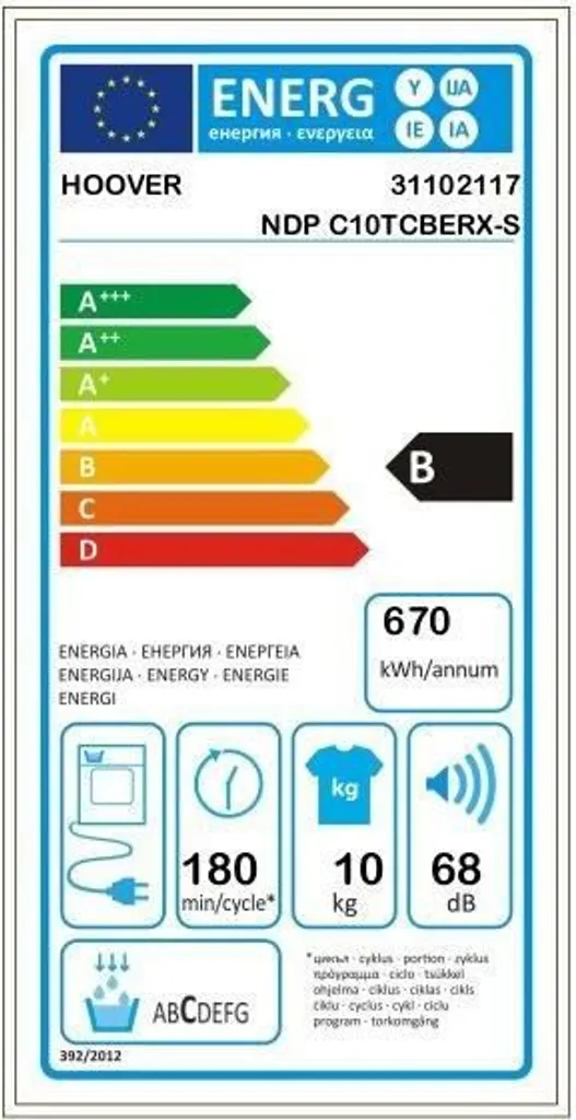 HOOVER H-DRY 500 NDPC10TCBERXS Kondensatortrockner - 10 Kg - ++ - Anthrazit 6 HOOVER H-DRY 500 NDPC10TCBERXS Kondensatortrockner - 10 Kg - ++ - Anthrazit – Bild 4