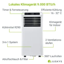 Juskys Lokale Klimaanlage MK950W2 Mit Fernbedienung & Timer - 9000 BTU – 3in1 Klimagerät Zur Kühlung, Ventilation, Entfeuchtung - Energieklasse A 23 Juskys Lokale Klimaanlage MK950W2 Mit Fernbedienung & Timer - 9000 BTU – 3in1 Klimagerät Zur Kühlung, Ventilation, Entfeuchtung - Energieklasse A -Kaufland Verkäufe e30fc4eee6ed58a8bb25b20253b01338