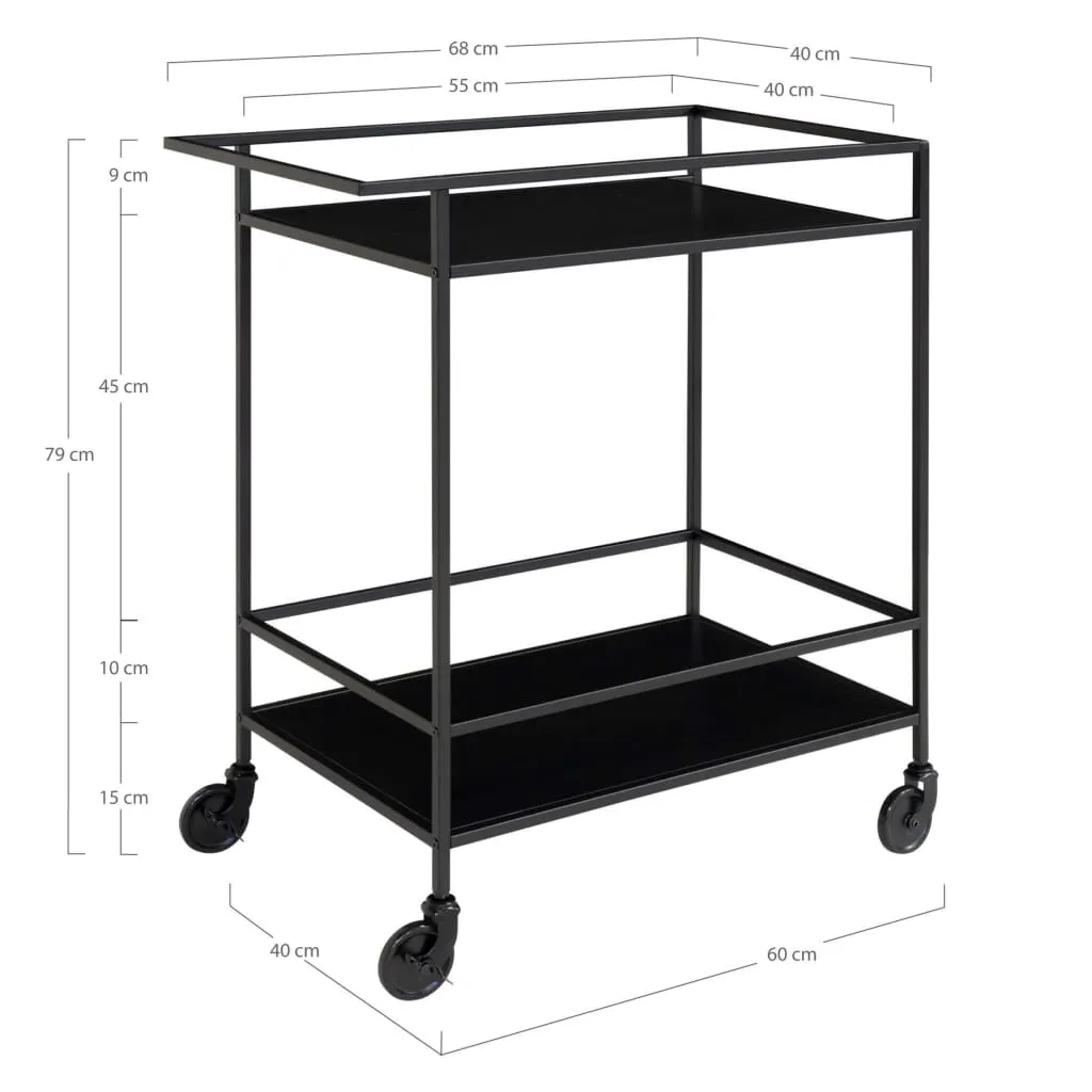 House Nordic Vita Servierwagen Schwarz | Barwagen Mit Rollen Inkl. Bremsen | Schlichtes Metallgestell Im Industrie-Design 8 House Nordic Vita Servierwagen Schwarz | Barwagen Mit Rollen Inkl. Bremsen | Schlichtes Metallgestell Im Industrie-Design – Bild 6