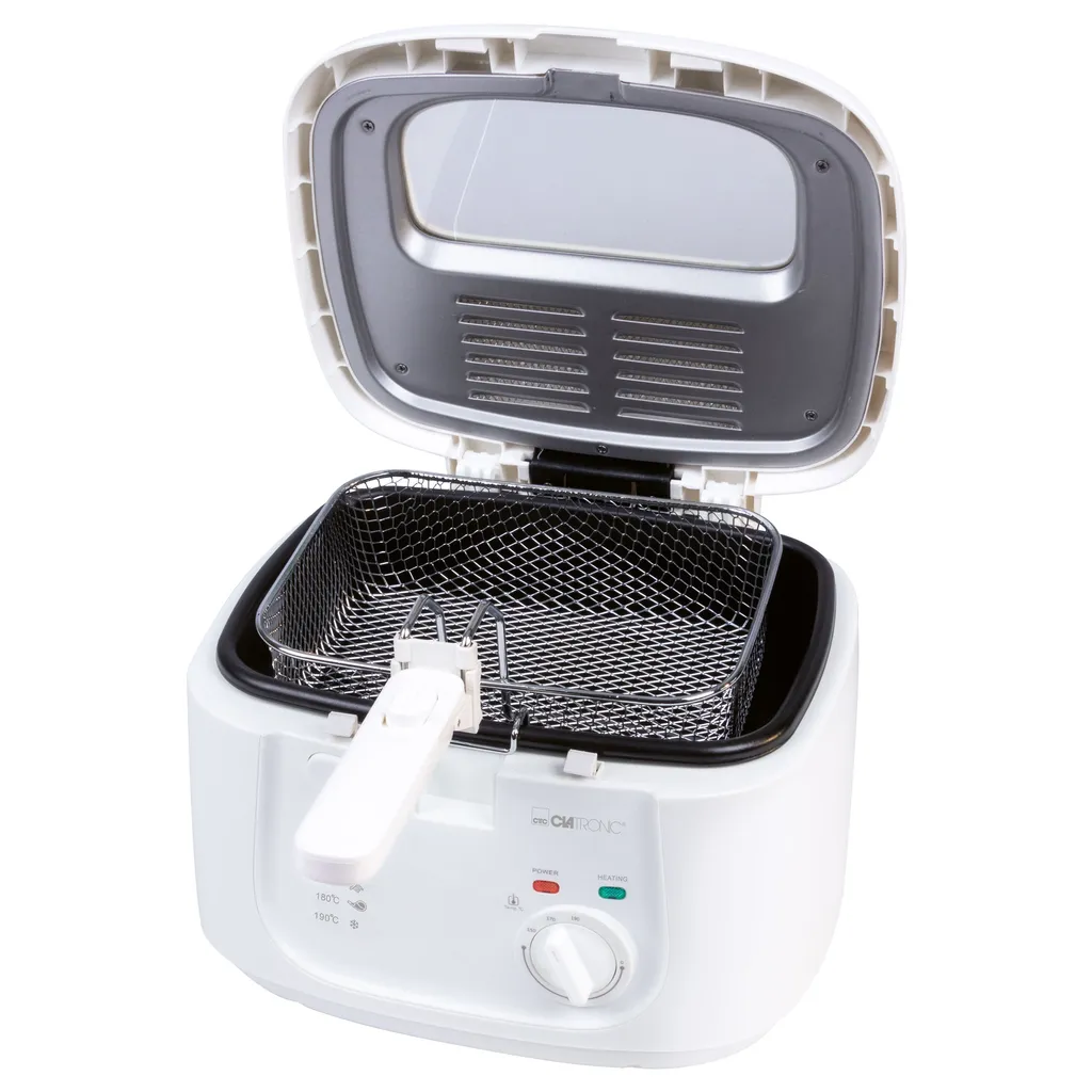 Clatronic FR 3771 Fritteuse, Geruchs- Und Fettdunstfilter, Stufenlos Regelbarer Thermostat Mit Kontrollleuchte (130 °C–190 °C), Großer Frittierkorb, 1800 W, Cool Touch-Gehäuse, Weiß 3 Clatronic FR 3771 Fritteuse, Geruchs- Und Fettdunstfilter, Stufenlos Regelbarer Thermostat Mit Kontrollleuchte (130 °C–190 °C), Großer Frittierkorb, 1800 W, Cool Touch-Gehäuse, Weiß