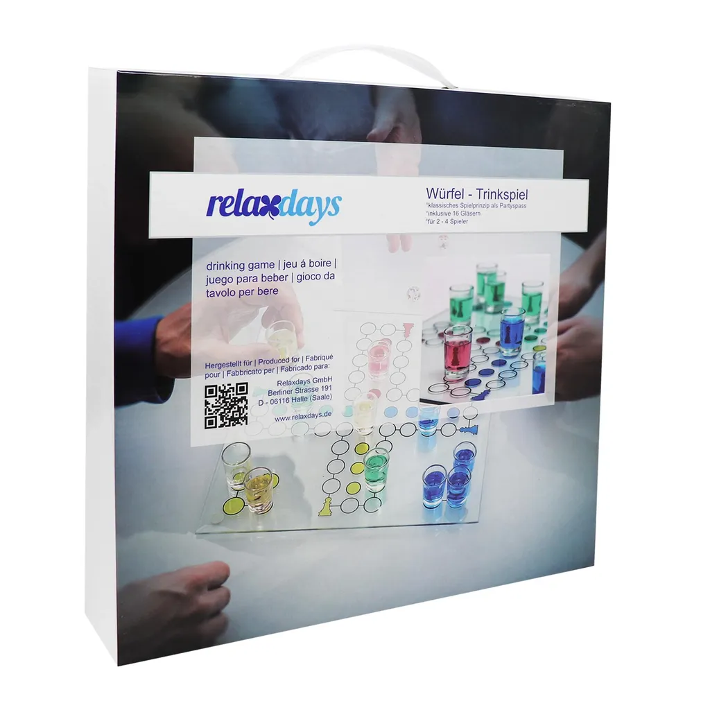 Relaxdays 10010181 Drinking Ludo Spiel, Partyspiel Für Erwachsene, Brett, 2 Würfel & 16 Shotgläser, Lustiges Trinkspiel 9 Relaxdays 10010181 Drinking Ludo Spiel, Partyspiel Für Erwachsene, Brett, 2 Würfel & 16 Shotgläser, Lustiges Trinkspiel – Bild 7