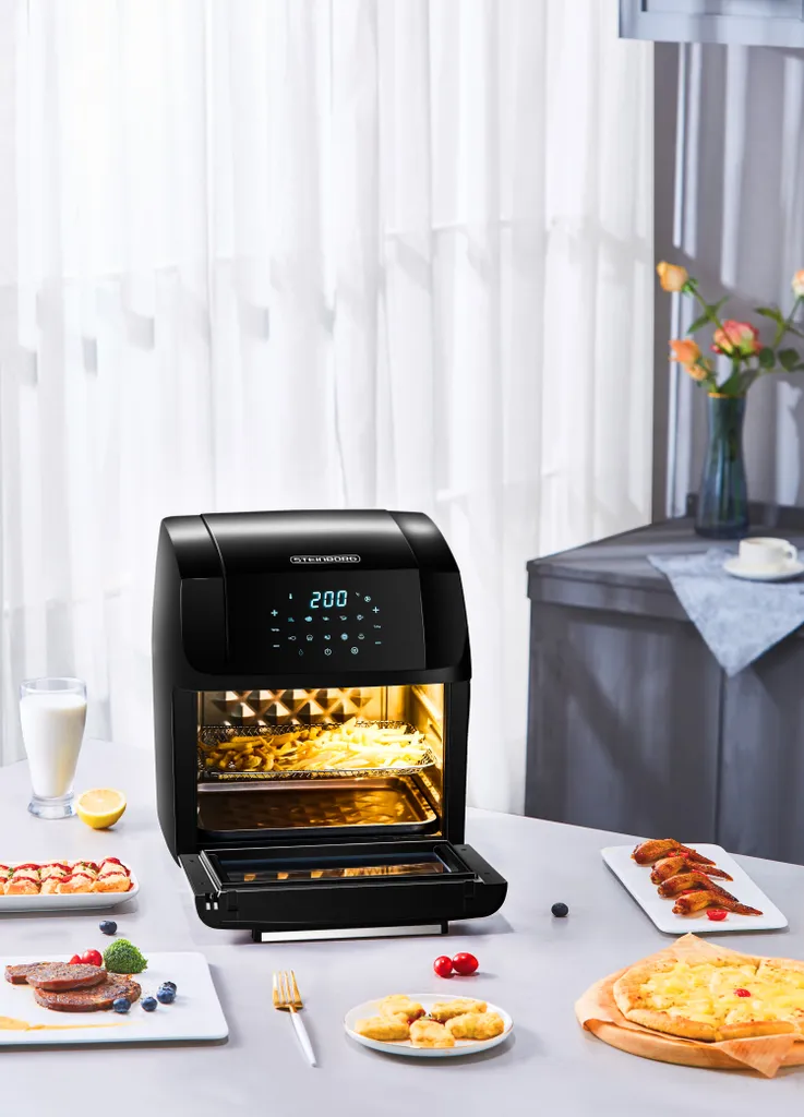 Steinborg 4-in1 Heißluftfritteuse | 12L | 1.500 W | Mit LED Touchscreen | 10 Automatische Programme | Inkl. Rezeptbuch Auf Deutsch | Frittieren, Backen, Grillen Oder Dörren | Aufwärmfunktion | Automatische Abschaltung | 9 Steinborg 4-in1 Heißluftfritteuse | 12L | 1.500 W | Mit LED Touchscreen | 10 Automatische Programme | Inkl. Rezeptbuch Auf Deutsch | Frittieren, Backen, Grillen Oder Dörren | Aufwärmfunktion | Automatische Abschaltung | – Bild 7