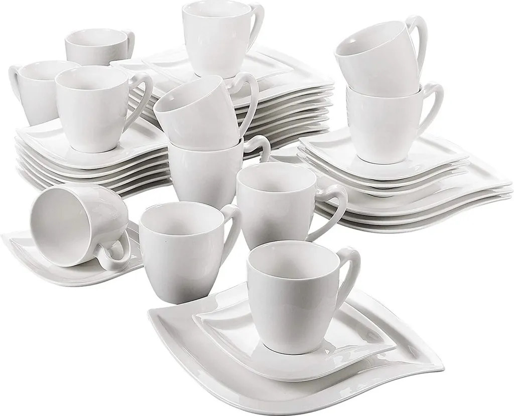MALACASA, Serie Elvira, 36 Teilig Cremeweiß Porzellan Geschirrset Tafelservice Kaffeeservice Mit Tassen, Untertassen, Dessertteller Für 12 Person 3 MALACASA, Serie Elvira, 36 Teilig Cremeweiß Porzellan Geschirrset Tafelservice Kaffeeservice Mit Tassen, Untertassen, Dessertteller Für 12 Person