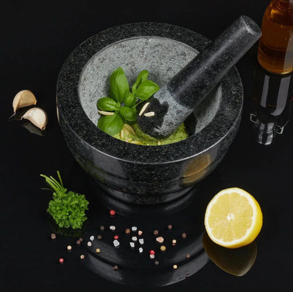 Relaxdays Granit Mörser Mit Stößel 20 Cm 5 Relaxdays Granit Mörser Mit Stößel 20 Cm – Bild 3