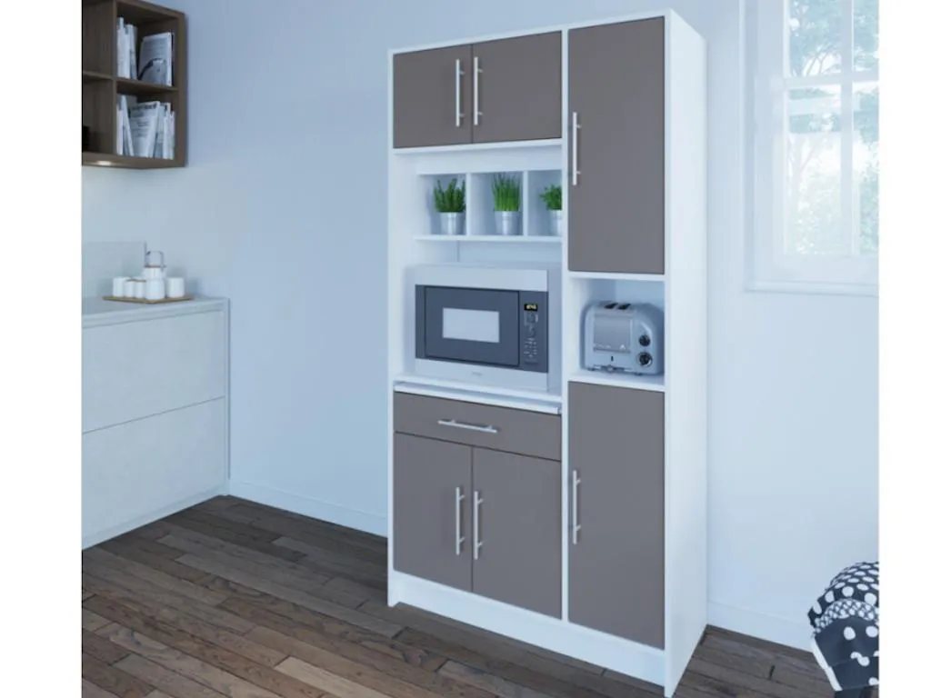 Küchenbuffet Buffetschrank Mit 5 Türen & 1 Schublade - Weiß & Grau - MADY 4 Küchenbuffet Buffetschrank Mit 5 Türen & 1 Schublade - Weiß & Grau - MADY – Bild 2