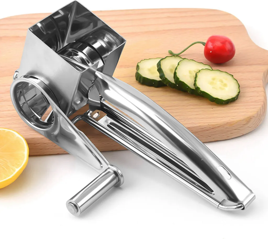 Käsereibe Edelstahl, Käsereibe Mit Kurbel Gemüse Kaese Cutter Käseraspel Käsereiben Mit 4 Ersatzköpfe 4 Käsereibe Edelstahl, Käsereibe Mit Kurbel Gemüse Kaese Cutter Käseraspel Käsereiben Mit 4 Ersatzköpfe – Bild 2