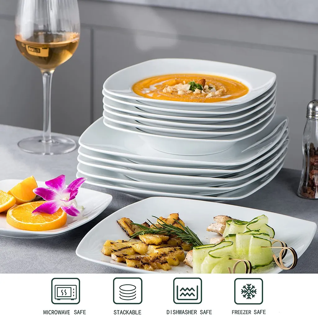 MALACASA, Serie Julia, 36 Tlg. Set Porzellan Geschirrset Tafelservice Mit Kuchenteller, Flachteller Und Suppenteller Für 12 Personen 5 MALACASA, Serie Julia, 36 Tlg. Set Porzellan Geschirrset Tafelservice Mit Kuchenteller, Flachteller Und Suppenteller Für 12 Personen – Bild 3