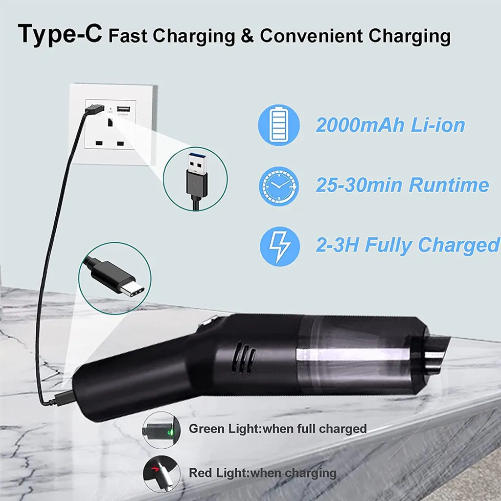 Wireless Portable Mini Car Vacuum Cleaner High Power Cordless (440g),Handheld Vacuum Cordless,Hand Vacuum Cordless Rechargeable,Handheld Vacuum Cleaner For Car/Desk,Black 6 Wireless Portable Mini Car Vacuum Cleaner High Power Cordless (440g),Handheld Vacuum Cordless,Hand Vacuum Cordless Rechargeable,Handheld Vacuum Cleaner For Car/Desk,Black – Bild 4