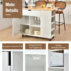 COSTWAY Küchenwagen Mit Ausziehbarer Arbeitsfläche, Servierwagen Auf Rollen, Kücheninselwagen Holz, Küchenschrank Mit Ablagen & Schublade & Gewürzregal, Küchentrolley Für Küche Esszimmer (Weiß) 14 COSTWAY Küchenwagen Mit Ausziehbarer Arbeitsfläche, Servierwagen Auf Rollen, Kücheninselwagen Holz, Küchenschrank Mit Ablagen & Schublade & Gewürzregal, Küchentrolley Für Küche Esszimmer (Weiß) -Kaufland Verkäufe eae00b485ae1df92c7e164f465a0b1c1