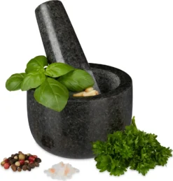 Relaxdays Granit Mörser Mit Stößel Klein