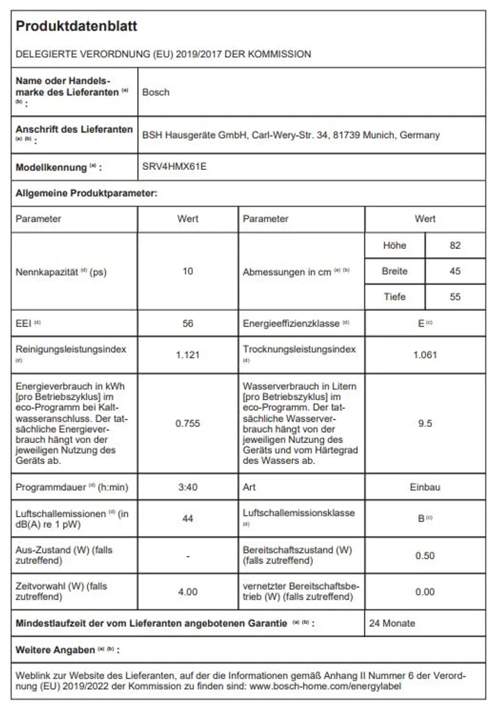 BOSCH SRV4HMX61E 45 Cm Einbau Geschirrspüler Vollintegriert EcoSilence Drive 10 BOSCH SRV4HMX61E 45 Cm Einbau Geschirrspüler Vollintegriert EcoSilence Drive – Bild 8