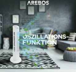AREBOS Turmventilator, 50 Watt, 60°-Oszillation, 3 Geschwindigkeitsstufen, Ventilator Mit Tragegriff, Weiß, Leise -Kaufland Verkäufe eb64d282397c37745ed64fd0297f9442