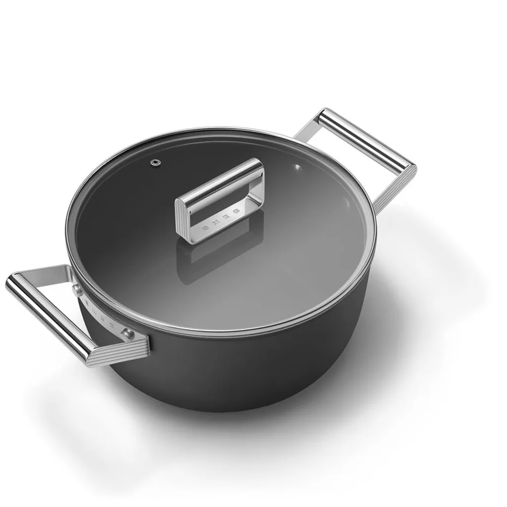 SMEG Kochtopf Mit Deckel Matt Schwarz - Ø 24 Cm / 4,6 Liter 5 SMEG Kochtopf Mit Deckel Matt Schwarz - Ø 24 Cm / 4,6 Liter – Bild 3