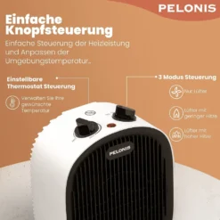 Pelonis 🔥 Heizlüfter, Energiesparend Klein 2000W Elektrische Heizung 2 Heizstufen & Gebläse-Modus, Kippschutz & Überhitzungsschutz Für Büro Wohnzimmer Schlafzimmer - Weiß -Kaufland Verkäufe ebbb6f74e0f33fc55b3887736c85d2d4