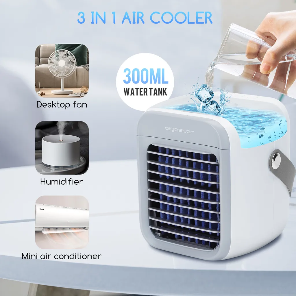 Aigostar Mini Luftkühler Mit Wassertank, Nebel Top Fill Luftbefeuchter 300 Ml Mit 3 Windstufen & 7 Nachtlicht Und Duft-Diffusor, Für Schlafzimmer, Baby, Büro,imFreien 5 Aigostar Mini Luftkühler Mit Wassertank, Nebel Top Fill Luftbefeuchter 300 Ml Mit 3 Windstufen & 7 Nachtlicht Und Duft-Diffusor, Für Schlafzimmer, Baby, Büro,imFreien – Bild 3