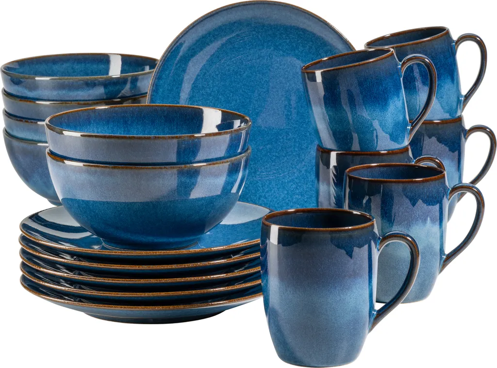 Mäser 931945 Frühstücksset Ossia Für 6 Personen, Steinzeug, Blau (1 Set, 18-teilig) 3 Mäser 931945 Frühstücksset Ossia Für 6 Personen, Steinzeug, Blau (1 Set, 18-teilig)