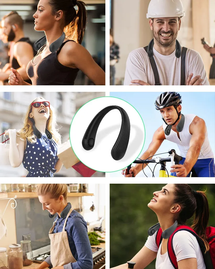 Nackenventilator Mini Ventilator USB Ventilator Nackenventilator 2000 MAh Fan 3 Stufen Halsventilator,Schwarz 4 Nackenventilator Mini Ventilator USB Ventilator Nackenventilator 2000 MAh Fan 3 Stufen Halsventilator,Schwarz – Bild 2