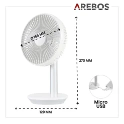 AREBOS USB-Tischventilator Mit Timer, Wiederaufladbarer 2500 MAh – Akku, 45° Neigbar, Ventilator Mit 3 Geschwindigkeitsstufen, Inkl. USB-Kabel -Kaufland Verkäufe ed6c67fed2db70f6fe749b49ddef3998
