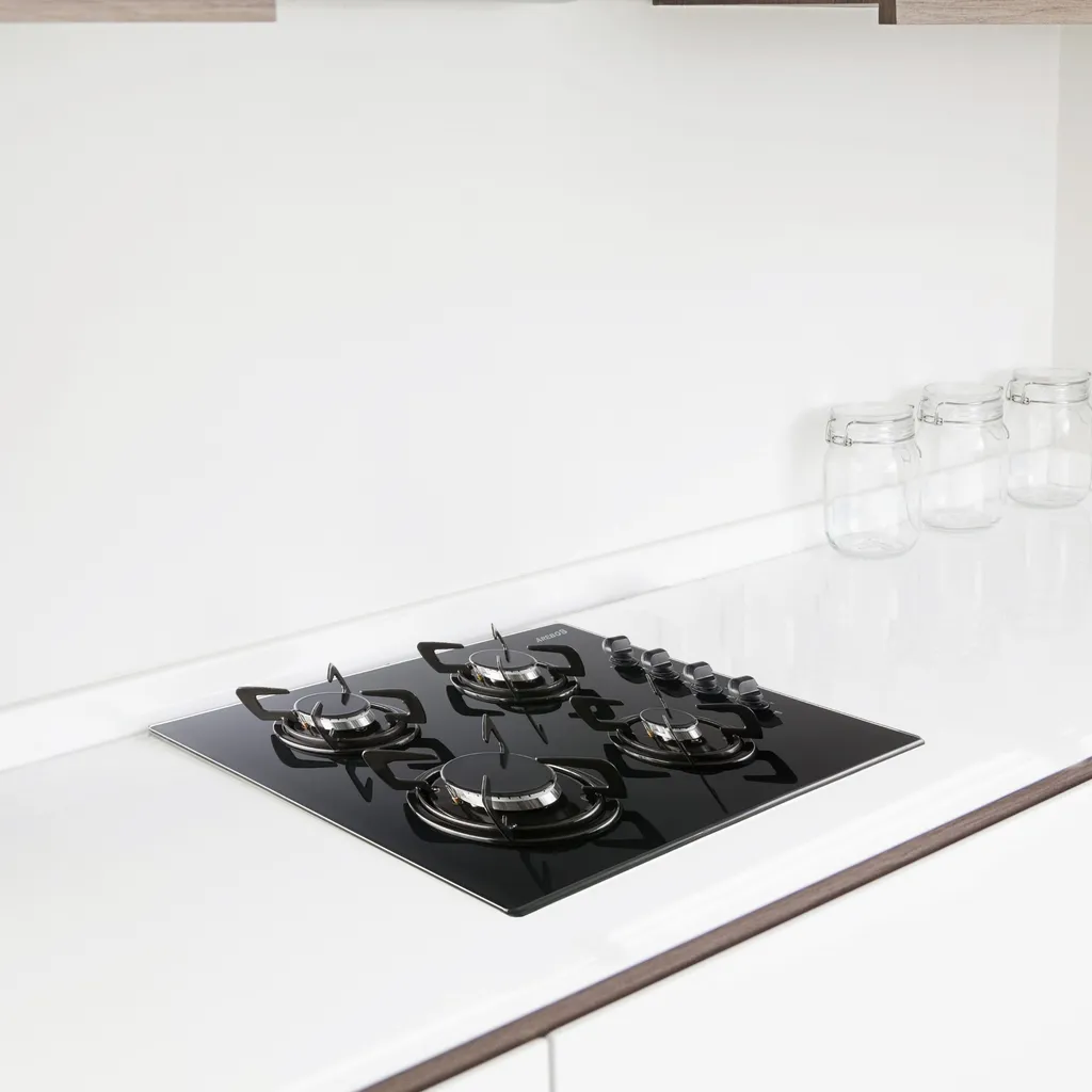 AREBOS Gaskochfeld 4 Flammen, Glaskeramik, Inkl. Topfträger & Zündsicherung, Autark, Geeignet Für Erdgas Oder Propangas, Gasherd 4 AREBOS Gaskochfeld 4 Flammen, Glaskeramik, Inkl. Topfträger & Zündsicherung, Autark, Geeignet Für Erdgas Oder Propangas, Gasherd – Bild 2