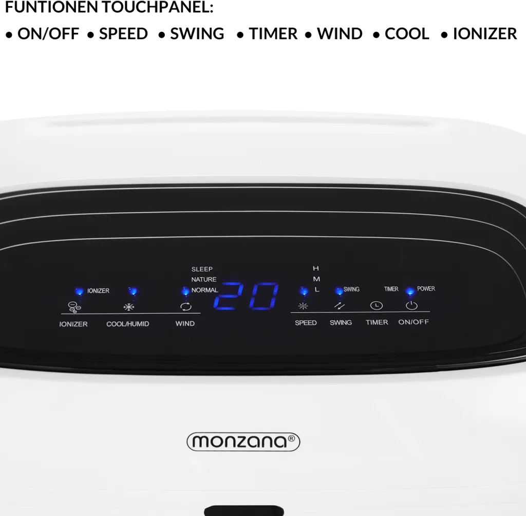 Monzana Luftkühler MZ804 4in1 Fernbedienung 8L Tank Timer Mobil Luftbefeuchter Ventilator Klimaanlage Ionisator Luftkühler LED Display Aircooler Klimagerät 6 Monzana Luftkühler MZ804 4in1 Fernbedienung 8L Tank Timer Mobil Luftbefeuchter Ventilator Klimaanlage Ionisator Luftkühler LED Display Aircooler Klimagerät – Bild 4
