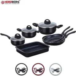 Herzberg HG-5003BK: 8-Teiliges Marmor-Kochgeschirr-Set - Schwarz -Kaufland Verkäufe f1e612687aa7798c87398771f5dd7e64
