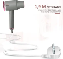 HOMCOM Dampfglätter Dampfbürste Faltbar Kleidung Hemden Dampfbügeleisen Mit 160 Ml Wassertank 1520 W Schnelles Aufheizen Aluminium Kunststoff Grau+Rosa 27,5 X 18,2 X 9 Cm -Kaufland Verkäufe f20a3fb84aa4a22239642777ed917944