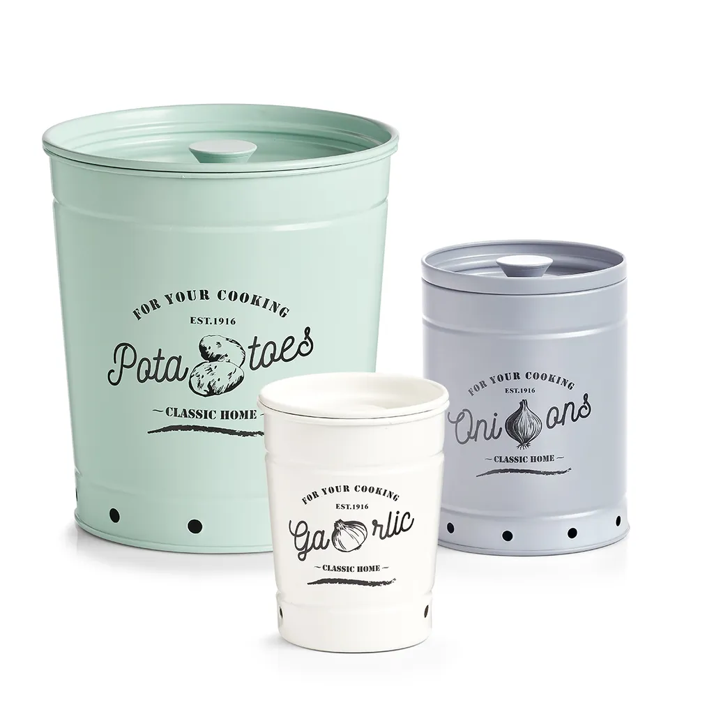 Zeller Present Vorratsdose Kartoffel Metall Ø16cm, Mint 7 Zeller Present Vorratsdose Kartoffel Metall Ø16cm, Mint – Bild 5