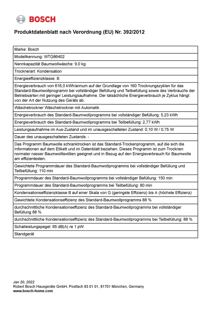 Bosch Serie 6 WTG86402 Kondenstrockner - Weiß 18 Bosch Serie 6 WTG86402 Kondenstrockner - Weiß – Bild 16