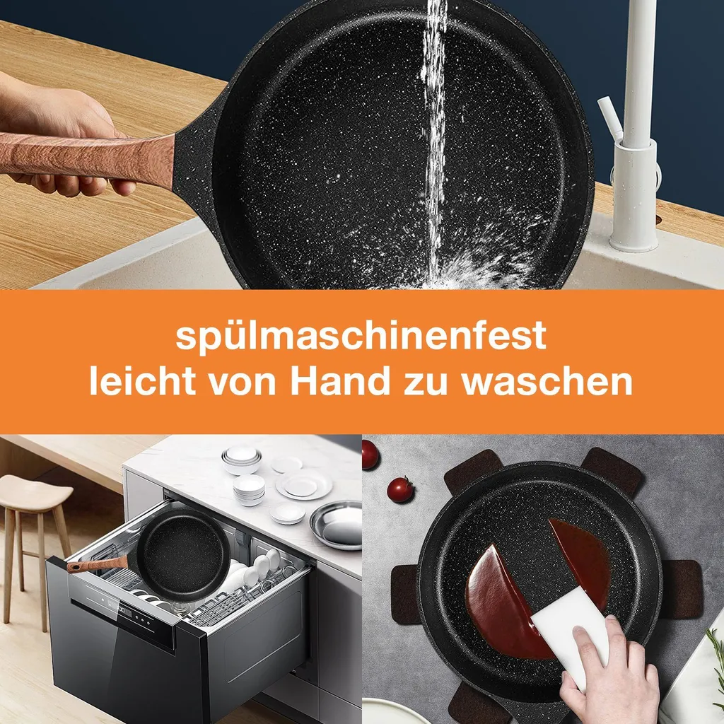Daynee Antihaft Bratpfanne 28cm Bratpfanne Induktion Mit Echten Steinpartikeln Pfanne Mit Deckel Bratpfanne Geeignet Für Induktion, Gasherde, Elektro 6 Daynee Antihaft Bratpfanne 28cm Bratpfanne Induktion Mit Echten Steinpartikeln Pfanne Mit Deckel Bratpfanne Geeignet Für Induktion, Gasherde, Elektro – Bild 4