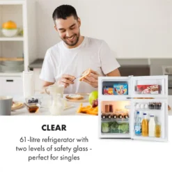 Klarstein Big Daddy Cool Kühl-Gefrier-Kombination , Fassungsvermögen: 87 Liter , Kühlschrank: 61 Liter , Gefrierschrank: 26 Liter , 2 Ebenen , Freezer-on-Top , Crisper-Fach Für Gemüse , Flaschenfach Bis 2 Liter , Weiß -Kaufland Verkäufe f31b6091af4c65900664053cdb8879f6