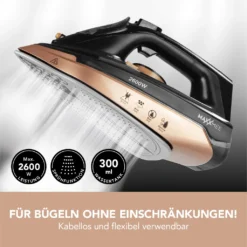MAXXMEE Dampfbügeleisen - Mit Tropfstopp-, Antikalk- Und Selbstreinigungsfunktion Dampfbügeleisen Bügeleisen Kabellos Antikalk Selbstreinigung Tropfstop Keramik