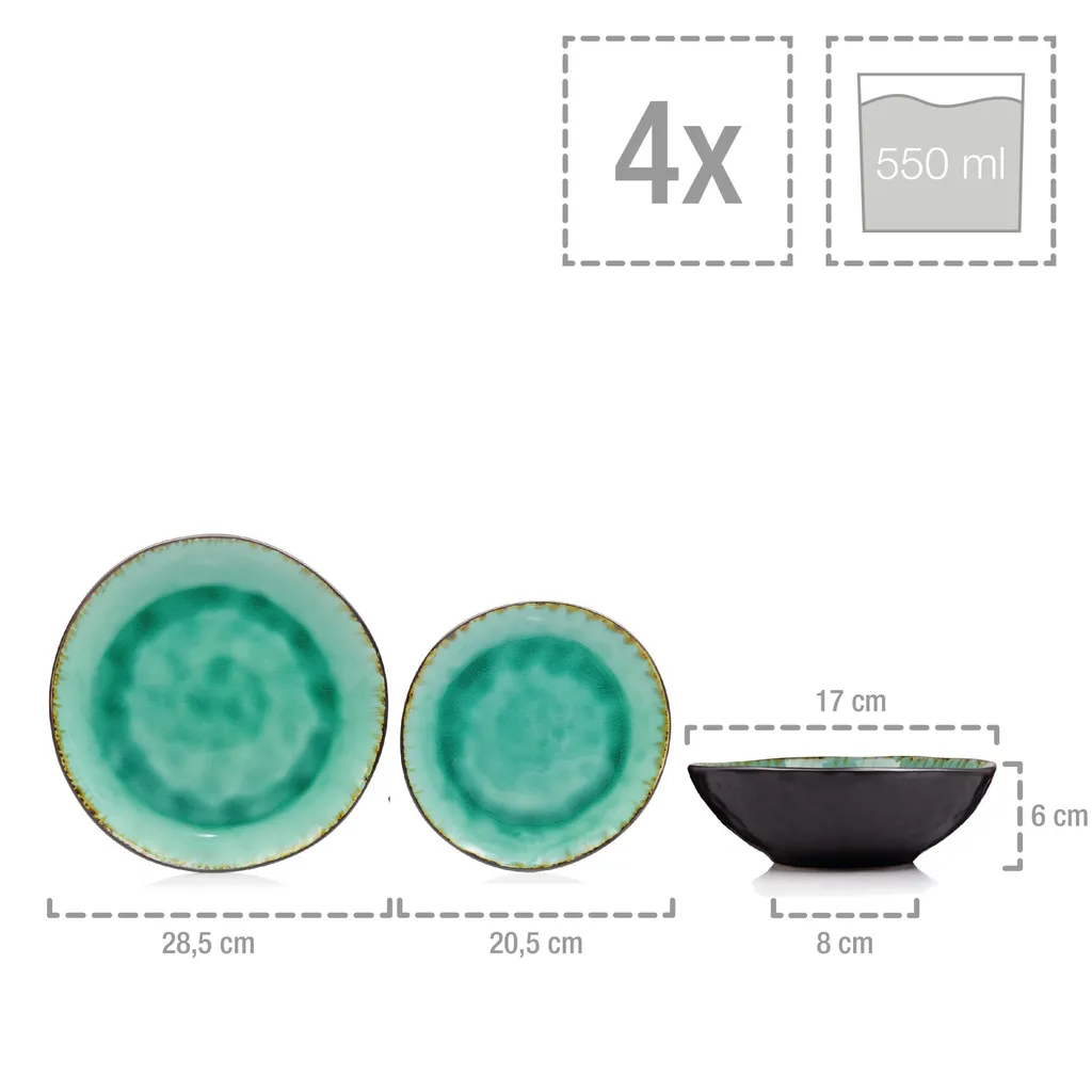 Sänger SÄNGER Steingut Geschirrset Palm Beach, Tafelservice & Servierplatten Set 23 Teilig Für 4 Personen 9 Sänger SÄNGER Steingut Geschirrset Palm Beach, Tafelservice & Servierplatten Set 23 Teilig Für 4 Personen – Bild 7