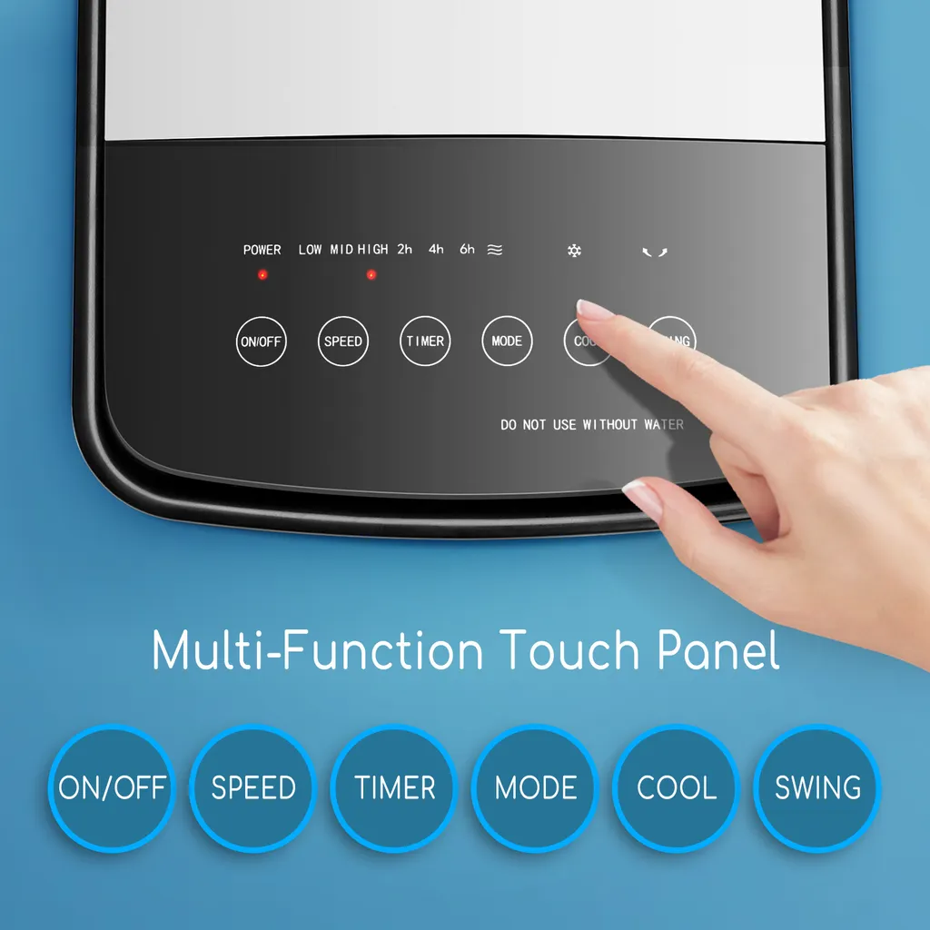 Aigostar 3,5L Mobiler Luftkühler 4-in-1 Mit 3 Stufen, LED Anzeige, Klima Ventilator Mit Fernbedienung, Mobiles Klimagerät Ohne Abluftschlauch Inkl. Timer & Oszillation Aircooler (Weiß/Schwarz) 4 Aigostar 3,5L Mobiler Luftkühler 4-in-1 Mit 3 Stufen, LED Anzeige, Klima Ventilator Mit Fernbedienung, Mobiles Klimagerät Ohne Abluftschlauch Inkl. Timer & Oszillation Aircooler (Weiß/Schwarz) – Bild 2