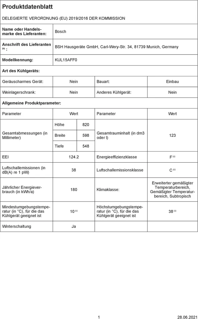 BOSCH Unterbau-Kühlautomat KUL15AFF0 Integrierbar, Flachscharnier 15 BOSCH Unterbau-Kühlautomat KUL15AFF0 Integrierbar, Flachscharnier – Bild 13