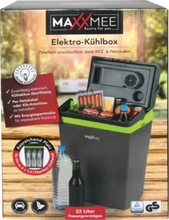 MAXXMEE Kühlbox - Wahlweise Via Netzkabel Oder KFZ-Anschluss - 22l Volumen - Grau/limegreen Kühlbox Camping Kühlschrank 22L Auto 12V 230V Thermobox Elektrisch Picknick Grau -Kaufland Verkäufe f6fb8b47249cb2c0414868e90b5a7aca
