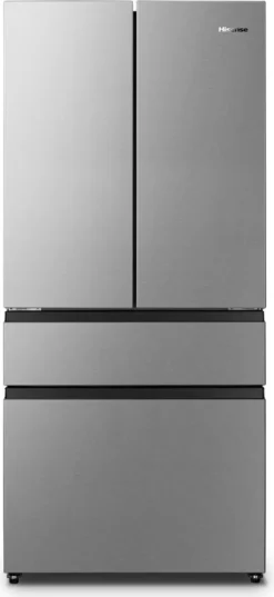 Hisense RF540N4SBI2 Side-by-Side Kühl-Gefrierkombination - Freistehend - Edelstahl-Look - 480 Liter Gesamtvolumen - LED-Display - LED-Innenbeleuchtung - TotalNoFrost - Multi Air Flow - CrispZone