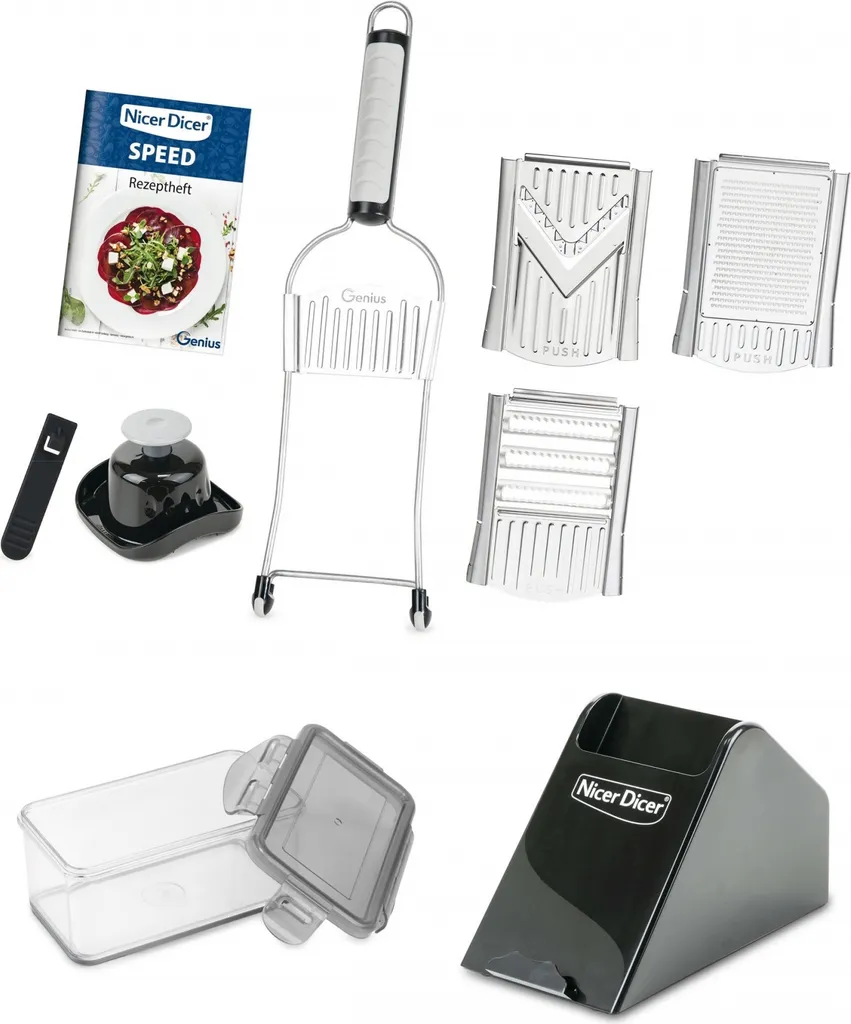 Genius Nicer Dicer Speed XXL Vorteilsset 10tlg. Plus Schäler 3 Genius Nicer Dicer Speed XXL Vorteilsset 10tlg. Plus Schäler