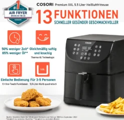Cosori Premium 5,5-Liter Heißluftfritteuse Mit Spießgestell, Schwarz -Kaufland Verkäufe fa114c6743b5205df2407d1df17b4534