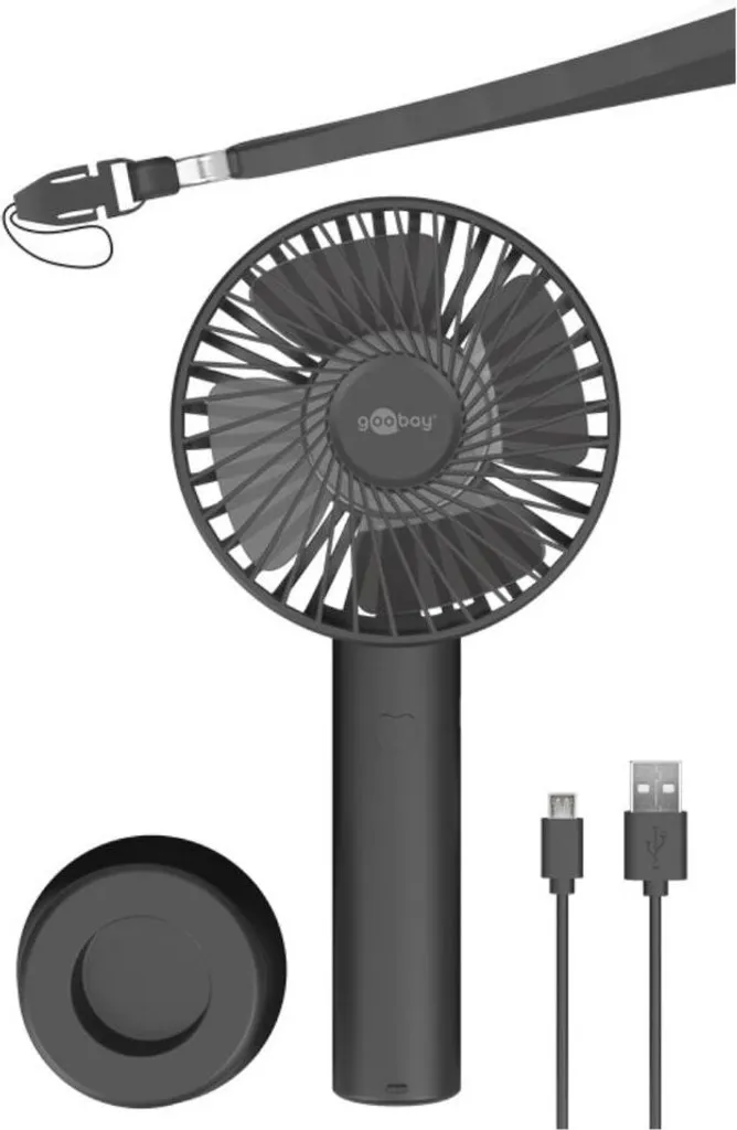 Goobay Tragbarer Handventilator Mit Standfuß - Geräuschlos, Wiederaufladbar - Mit Akku (2000mAh) Und Ladekabel, Schwarz 6 Goobay Tragbarer Handventilator Mit Standfuß - Geräuschlos, Wiederaufladbar - Mit Akku (2000mAh) Und Ladekabel, Schwarz – Bild 4