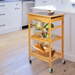 ONVAYA Küchenwagen Kyoto Auf Rollen, Küchenrollwagen Aus Bambus Mit Arbeitsplatte Schwarz Aus Stein, Praktischer Beistellwagen Für Die Küche Inkl. Schubladen -Kaufland Verkäufe fb2040e026d758fdf98f04aeba9eda9d