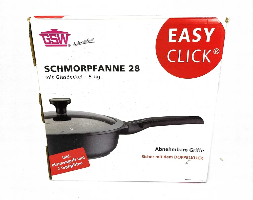 GSW Schmorpfanne Easy Click 28 Cm Mit Glasdeckel 5-tlg., 167833, Aluminium, Ca. 4,0 L 13 GSW Schmorpfanne Easy Click 28 Cm Mit Glasdeckel 5-tlg., 167833, Aluminium, Ca. 4,0 L – Bild 11