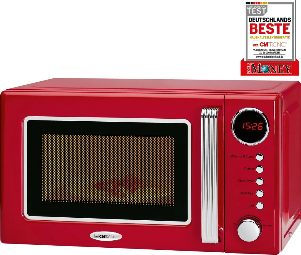 Clatronic MWG 790 2in1 Mikrowelle Retro-Design, 700 W Mikrowellenleistung, 1000 W Grillleistung, 20 L Garraum, Timerfunktion, Kindersicherung 11 Clatronic MWG 790 2in1 Mikrowelle Retro-Design, 700 W Mikrowellenleistung, 1000 W Grillleistung, 20 L Garraum, Timerfunktion, Kindersicherung – Bild 9