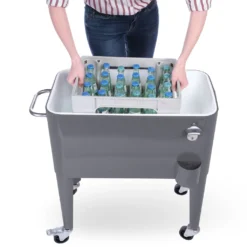 Kühlwagen, Servierwagen Outdoor Mit Großer Kühlbox, Getränkekühler Beistellwagen Für Garten, Rollbarer Party Kühlwagen Im Retro-Look – 57l, Farbe:anthrazit -Kaufland Verkäufe ff7210da6713f02f16e6859ad7a25b75