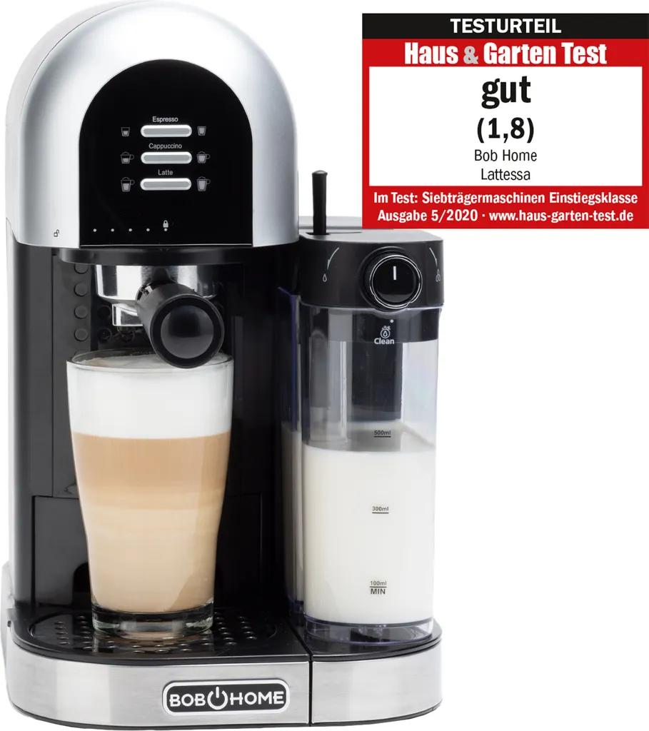 BOB HOME Kaffeecenter LATTESSA | Espressomaschine Mit Integriertem Milchaufschäumer | Kaffeespeziealitäten Auf Knopfdruck 3 BOB HOME Kaffeecenter LATTESSA | Espressomaschine Mit Integriertem Milchaufschäumer | Kaffeespeziealitäten Auf Knopfdruck